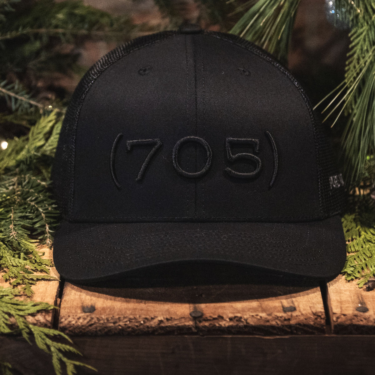 (705) - Premium 3D Embroidered Hat (Black, Black)