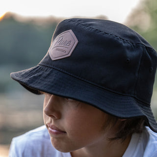 Bucket Hat - Black/Leather Patch