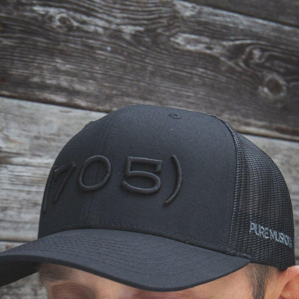 705) - Premium 3D Embroidered Hat (Black, Black) – Pure Muskoka