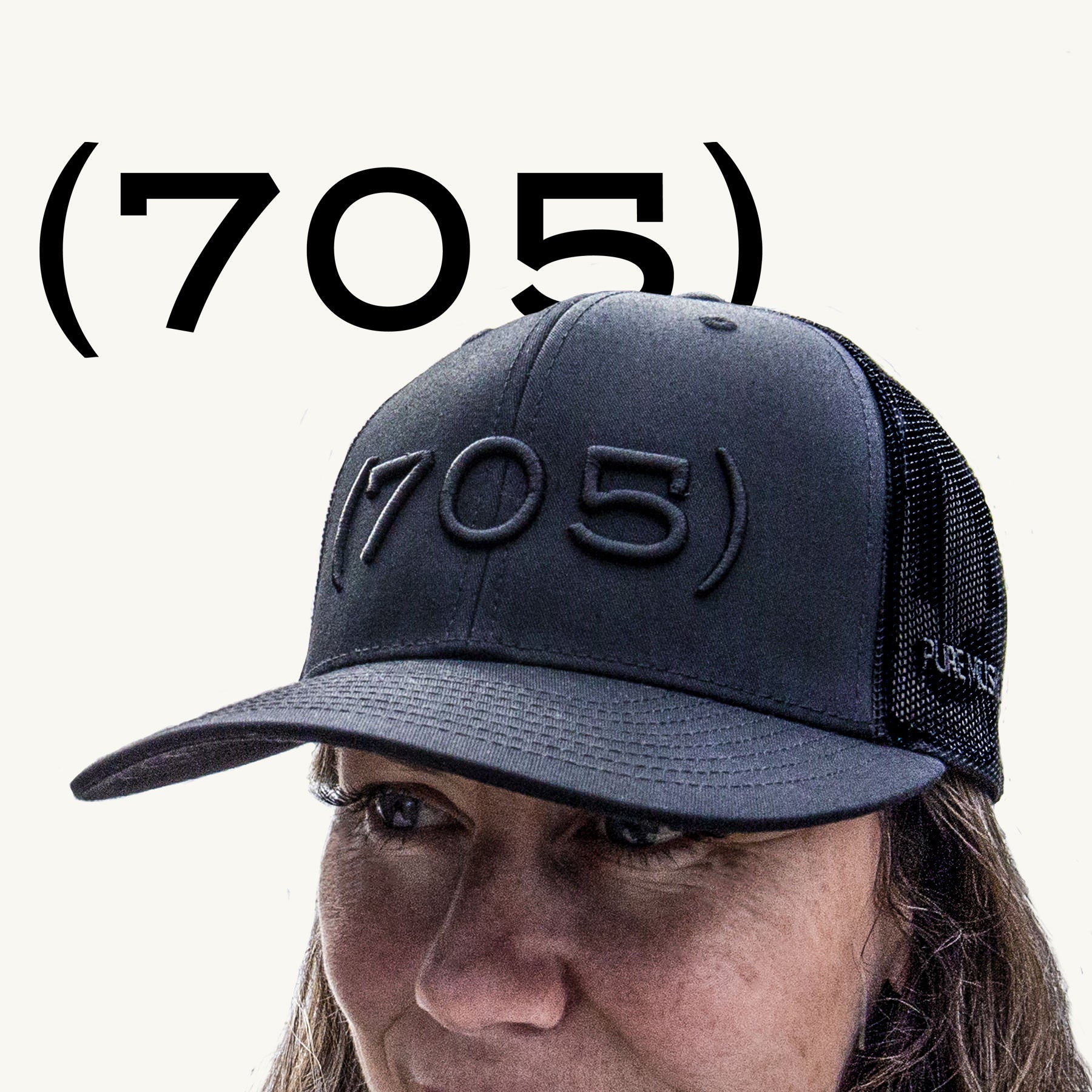 (705) - Premium 3D Embroidered Hat (Black, Black)